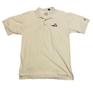 Tabasco Polo Shirt Mens L Yellow Cotton Golf Casual Retro Novelty Logo Vintage